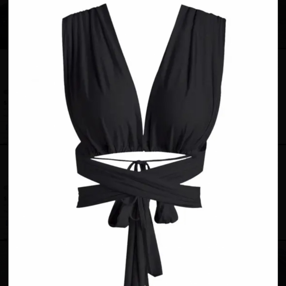 Black Tie Around Crisscross Open Back Crop Top